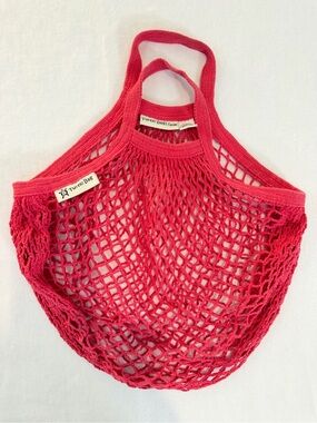 Turtle Bags UK Organic Cotton String Market Tote Bag Coral Pink OS